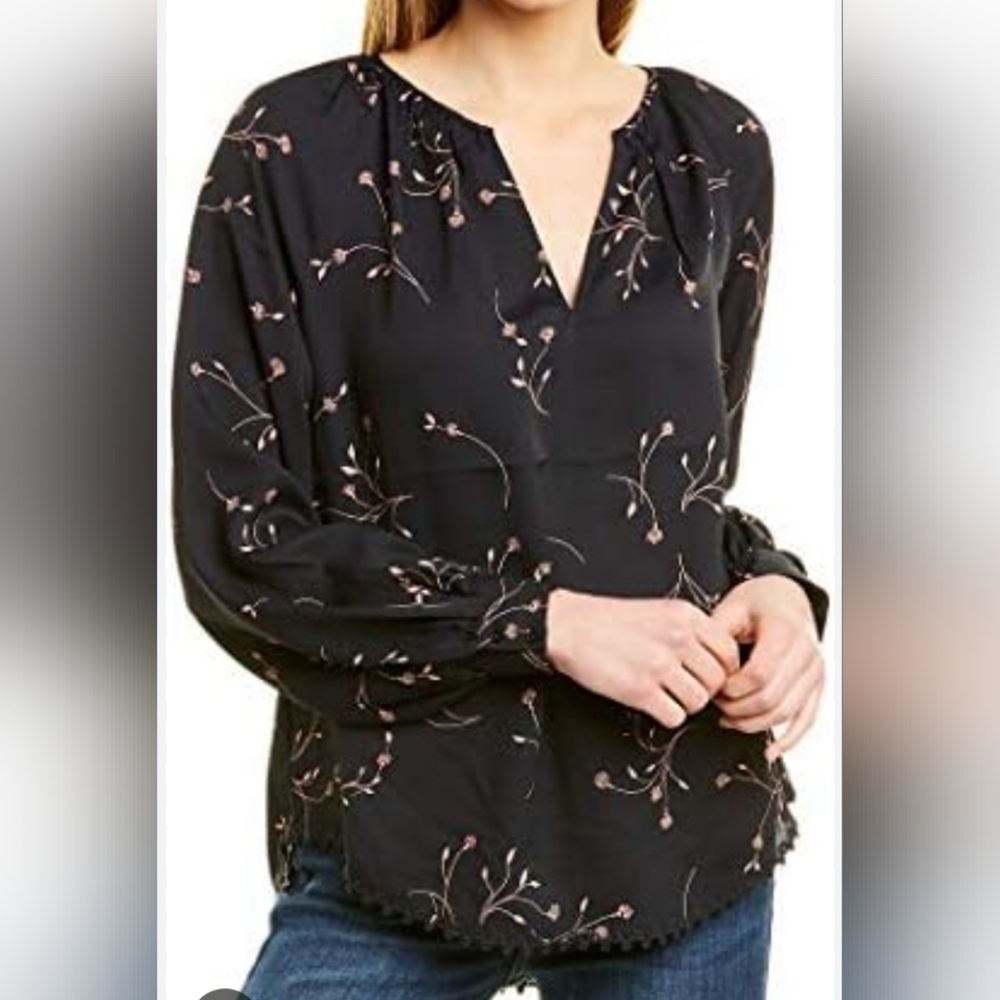 Joie Midnight Blue Allea Blouse with Blush Floral Pattern (5690)